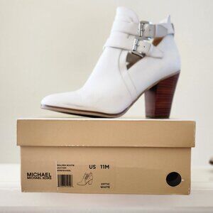 Michael Michael Kors Walden Bootie, white leather, size 11